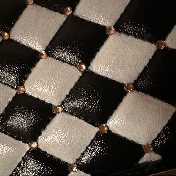 Black & White Checkered Chanel “Le Boy” Style Gold Champagne Swarovski Crystal - Picture 15 of 17